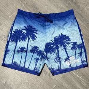 Corona Extra Men’s Swim Trunks Shorts Palm Tree Print Blue XXL Mesh Liner